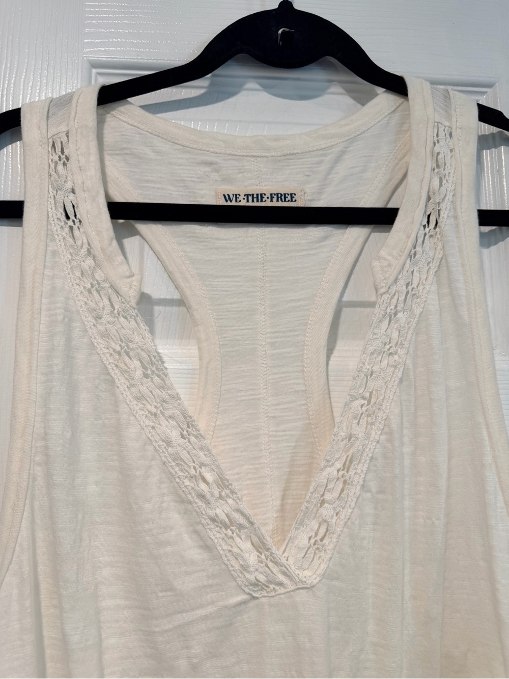 NWOT Free People We The Free Size M Cream Crochet Trim Racerback Layer Tank Top - Picture 5 of 12